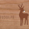 Holzkarte mit Rudolph Rentier
