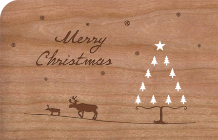 Weihnachtskarte aus Holz Merry Christmas