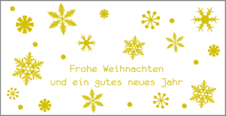 Weihnachtskarte Gold mit Schneeflocken