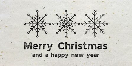 Weihnachtskarte aus Samenpapier mit Schneekristallen